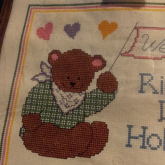 VTG new opened janlynn Crosstitch number 977–76 sky riding bear birth sampler - Picture 4 of 6